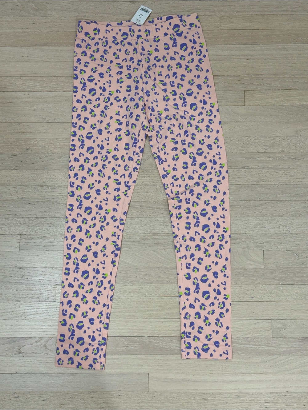 Girls Pink Leopard Print Leggings with Blue & Green Spots-NWT